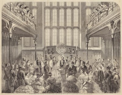 De huwelijksceremonie van de prinses Royal en prins Frederik-Willem van Pruisen, in de kapel door Gustave Janet